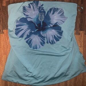 Streetwear Society Teal and Navy Floral Tube top
